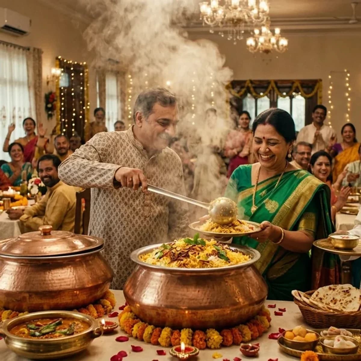 Family celebration feast — Live biryani service